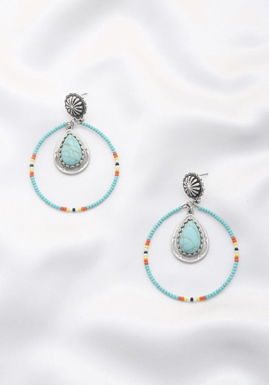 Turquoise Rodeo western style stone earring