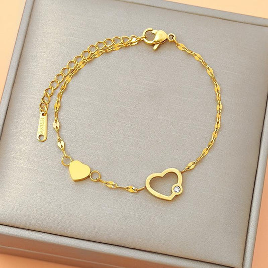 New listing titanium steel bracelet female beating heart girl heart hand jewelry